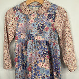 Size 8 (130): Hanna Andersson Creme/Pink/Blue Floral Long Sleeve Dress