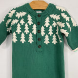 Size 6-12m (70): Hanna Andersson Green/White Trees Sweater Romper