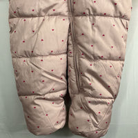 Size 18-24m: Gap Pink Hearts Fleece Lined Poly Fill Snowsuit