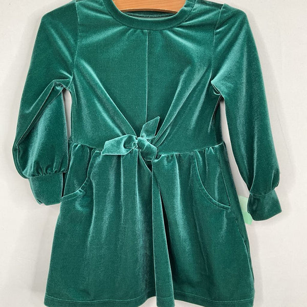 Size 2: Cat & Jack Green Velour Long Sleeve Dress