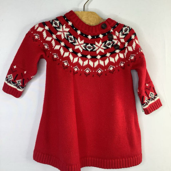 Size 3-6m (60): Hanna Andersson Red/White/Black Fair Isle Sweater Dress
