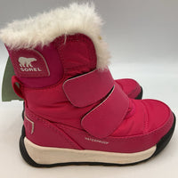 Size 8: Sorel Pink/White Faux Fur Lined Velcro Snow Boots