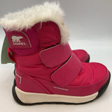 Size 8: Sorel Pink/White Faux Fur Lined Velcro Snow Boots