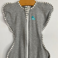 Size S (8-13lb): Love To Dream Swaddle Up Grey/White Striped Trim Sleepsack