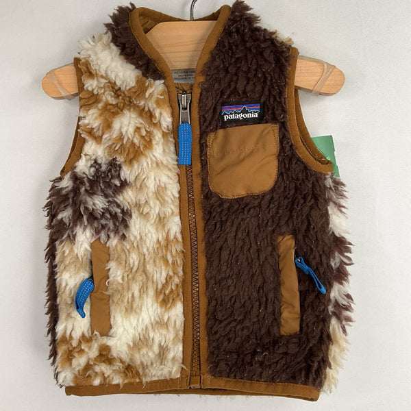 Size 6m: Patagonia Brown/White Retro-X Fleece Zip-Up Vest