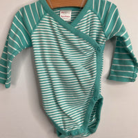 Size 3-6m (60): Hanna Andersson Blue/White Striped Long Sleeve Onesie