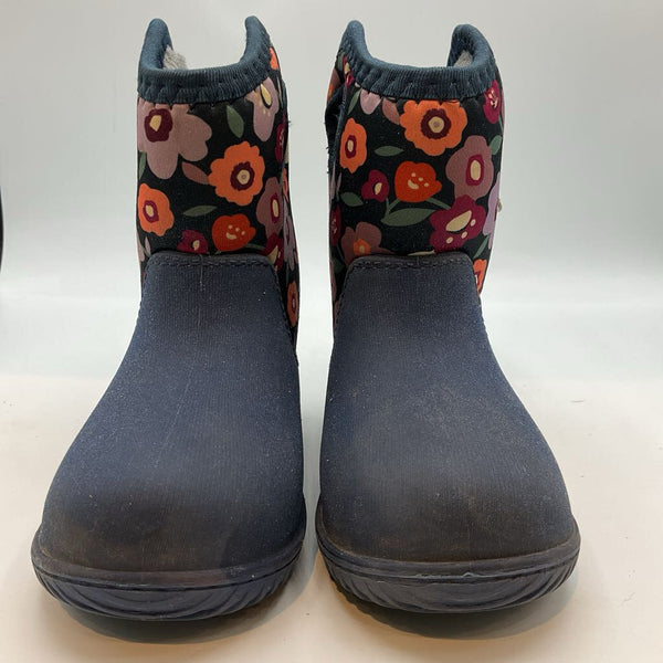 Size 8: Jan & Jun Navy/Colorful Floral Fleece Lined Rain Boots