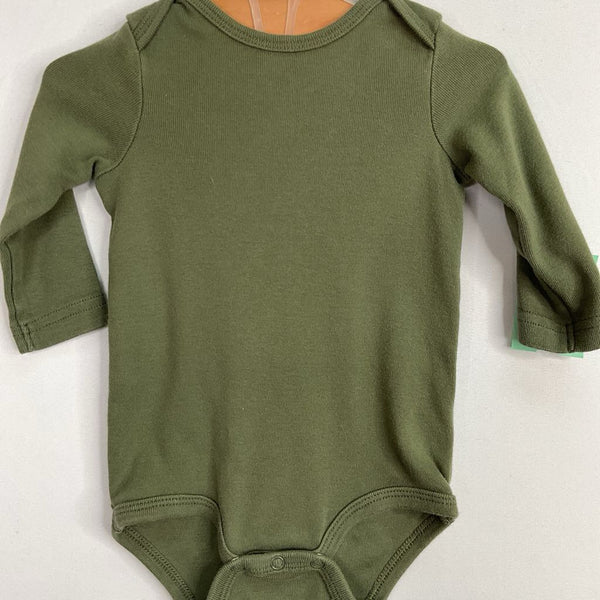 Size 0-3m: Primary Green Long Sleeve Onesie