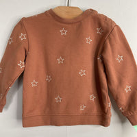 Size 6-12m: Quincy Mae Orange/White Embroidered Stars Sweatshirt