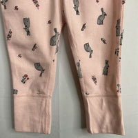 Size 6-12m (70): Hanna Andersson Pink/Grey Floral Bunnies Cozy Pants