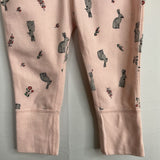 Size 6-12m (70): Hanna Andersson Pink/Grey Floral Bunnies Cozy Pants