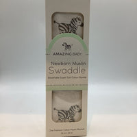 Amazing Baby White/Grey Zebras Muslin Swaddle