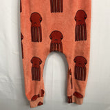 Size 4: Hugo Loves Tiki Sleeveless Orange/Red Octopi Terry Cloth Romper