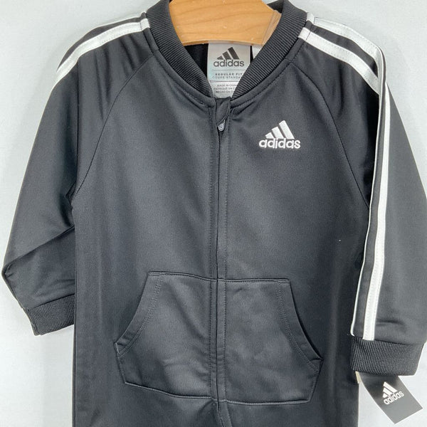 Size 9m: Adidas Black/White Trim Track Suit Romper NEW w/ Tags