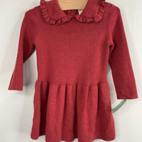 Size 18m: H&M Red Ribbed Ruffle Trim Long Sleeve Dress