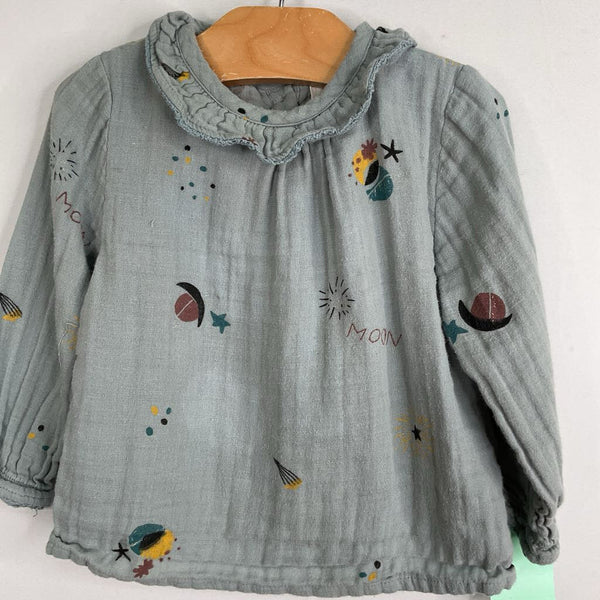 Size 12m: Bonheur du Jour Blue/Colorful Space Print Blouse