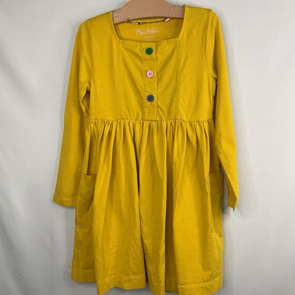 Size 6-7: Boden Yellow/Colorful Buttons Long Sleeve Dress