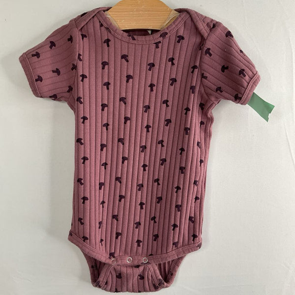 Size 12-18m: Kate Quinn Purple Ribbed Mushroom Onesie