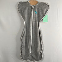 Size S (8-13lb): Love To Dream Swaddle Up Grey/White Striped Trim Sleepsack