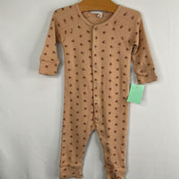 Size 3-6m: Quincy Mae Brown Floral Eyelet Snap-Up PJs