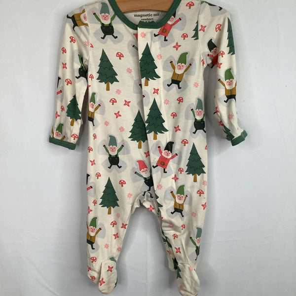 Size NB (5-8lbs) : Magnetic Me White/Colorful Winter Gnomes Bamboo 1pc Footy PJs