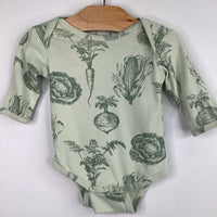 Size 0-3m: Kate Quinn Green Veggies Long Sleeve Onesie