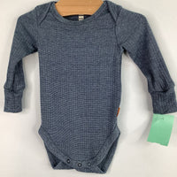 Size 0-3m: HEMA Blue Ribbed Bamboo Long Sleeve Onesie