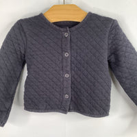 Size 6-12m: Pehr Grey Quilted Snap-Up Cardigan