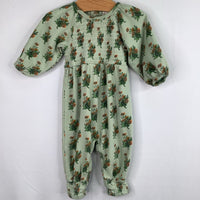 Size 3-6m: Pehr Green/Orange Floral Snap-Up Romper