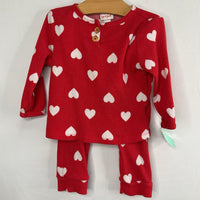 Size 6-9m: Cat & Jack Red White Heart Print 2pc Long Sleeve Top & Pants