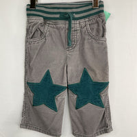 Size 12-18m: Mini Boden Gray/Turquoise Corduroy Star Knees Pants