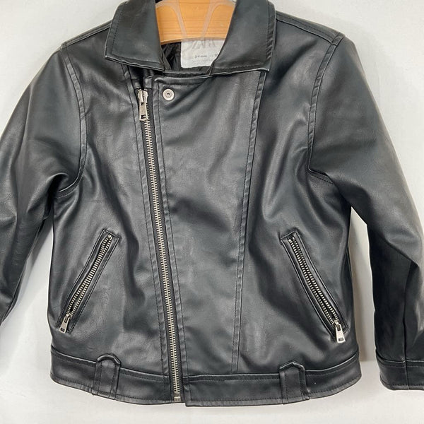 Size 3-4: Zara Black Faux-Leather Zip-Up Jacket