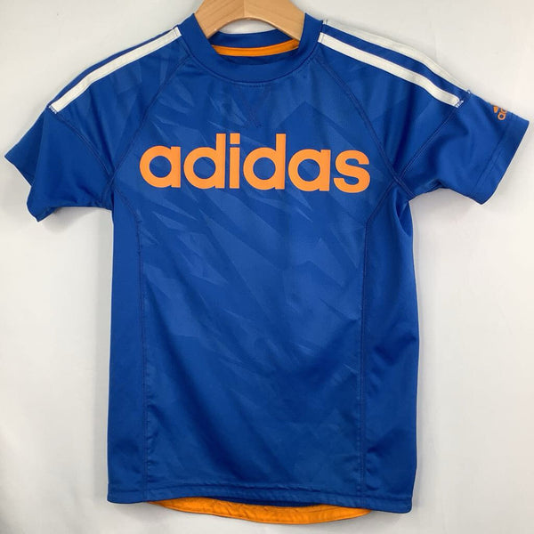 Size 8: Adidas Blue/Orange/White Soccer Jersey