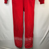 Size 10-11: Onepiece Red/White Fair Isle Hooded Zip-Up Romper REDUCED