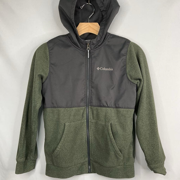 Size 10-12: Columbia Green/Grey Fleece/Nylon Hooded Zip-Up Coat