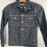 Size 8-9: Peek Dungarees Dark Wash Blue Snap-Up Denim Jacket