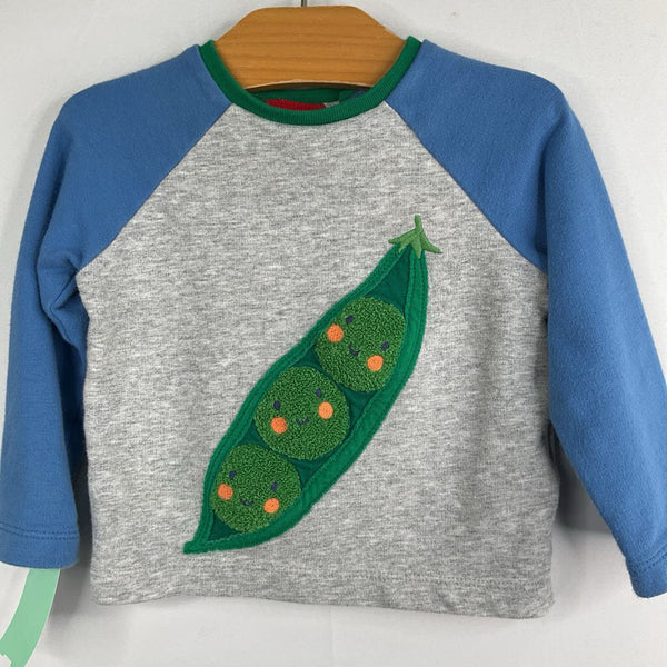 Size 3-6m (60): Boden Grey/Blue/Green Peas in a Pod Long Sleeve Shirt