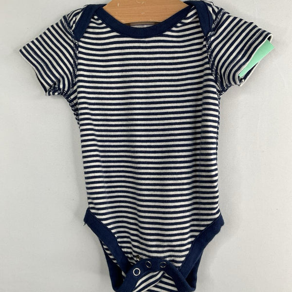 Size 3-6m (60): Hanna Andersson Navy/White Striped Long Sleeve Onesie