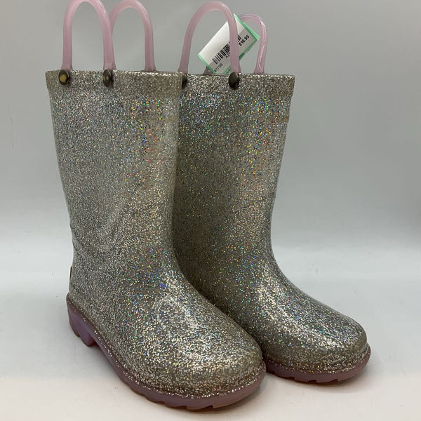 Size 8: Western Chief Silver/Purple Sparkle Light-Up Rain Boots