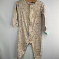 Size 9-12m: MagneticMe Grey/Yellow Bird/Floral 1pc PJs