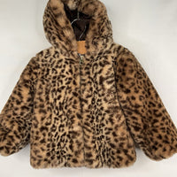 Size 12m: Me Jane Mini Brown/Black Leopard Faux Fur Hooded Coat