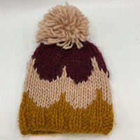 Size OS: Red/Pink/Yellow Knit Pom Pom Beanie