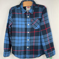 Size 5-6: Levi's Blue/Red Plaid Flannel Button-Up Shirt