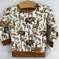 Size 2: Onlyli White/Brown Forest Critters Sweatshirt