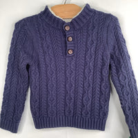 Size 2: Aspen Kids Navy Cable Knit Faux Sherpa Lined Sweater