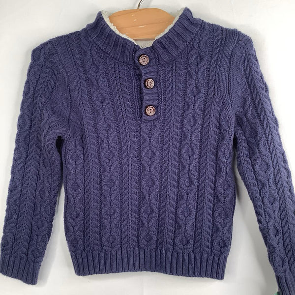 Size 2: Aspen Kids Navy Cable Knit Faux Sherpa Lined Sweater