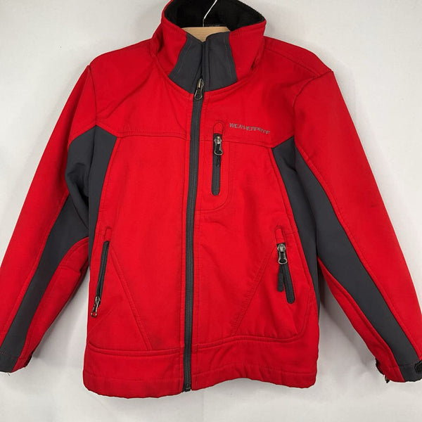 Size 5-6: Weatherproof Red/Grey Trim Fleece Lined Water-Resistant Zip-Up Jacket REDUCED