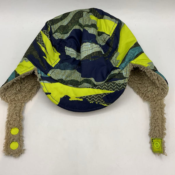 Size 2: Patagonia Blue/Green Camo Sherpa Lined Trapper Hat