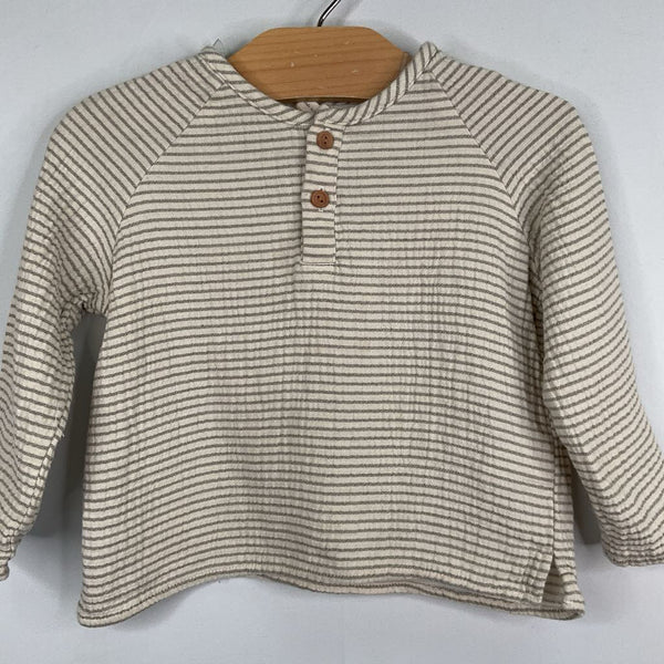 Size 18-24m: Quincy Mae Creme/Grey Striped Textured Blouse REDUCED