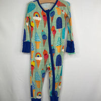 Size 6-12m: Little Sleepies Green/Rainbow Ice Cream Bamboo 1pc Zip-Up PJs